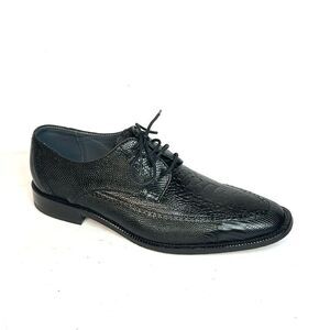 David X Genuine Lizard and Ostrich Men's Dress Shoes Black Size 9.5